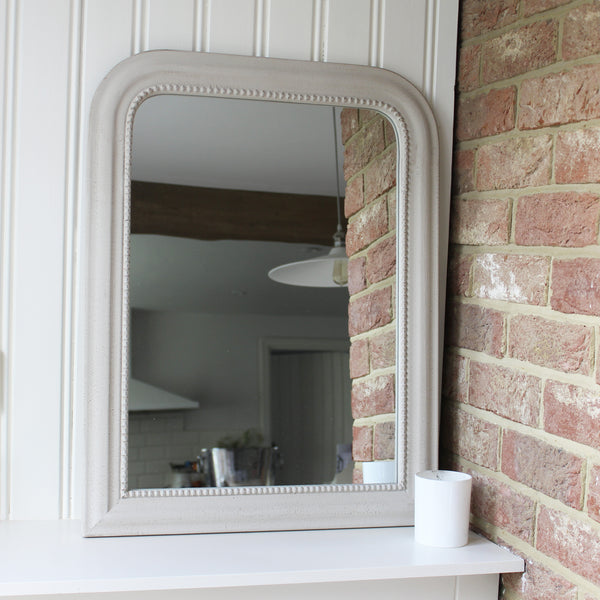 Stoney Grey Wooden Beaded Mirror - 2 sizes (6548195803216)