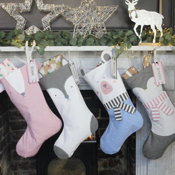 Personalised Animal Character Christmas Stocking - Polar Bear (6559684558928)