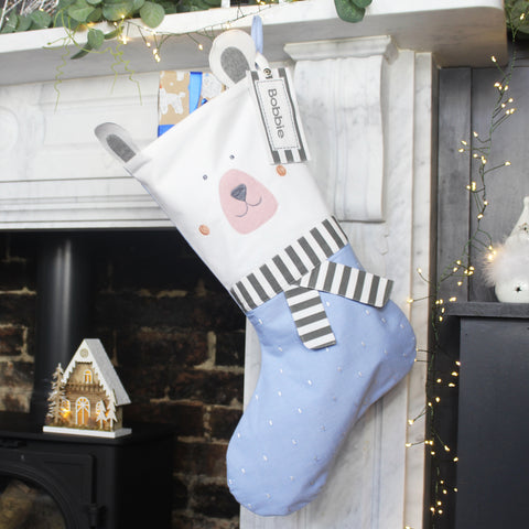 Personalised Animal Character Christmas Stocking - Polar Bear (6559684558928)