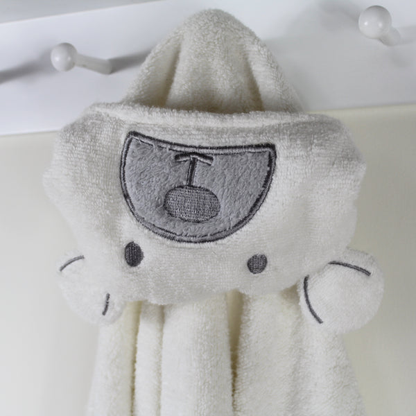 Personalised Cream Bear Hooded Baby Bath Towel (6568696348752)