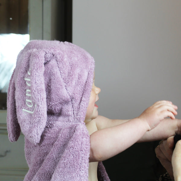 Personalised Pink Bunny Hooded Baby Bath Towel (6568696283216)