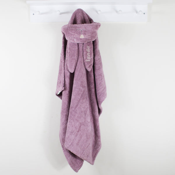 Personalised Pink Bunny Hooded Baby Bath Towel (6568696283216)