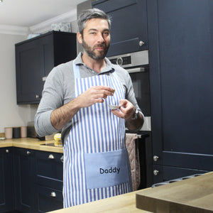 Personalised Blue Stripe Adult Apron (4878748155984)