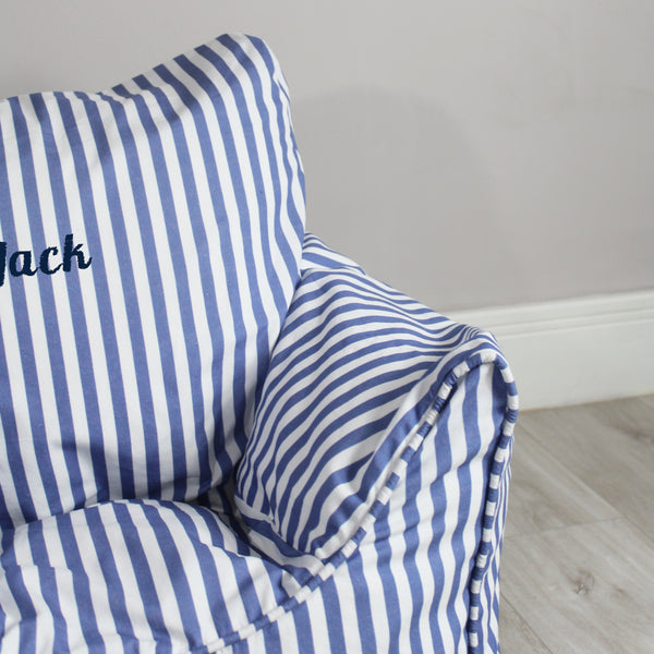 Personalised Child Bean Chair - Blue Stripe (4877469188176)
