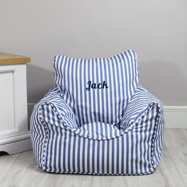 Personalised Child Bean Chair - Blue Stripe (4877469188176)