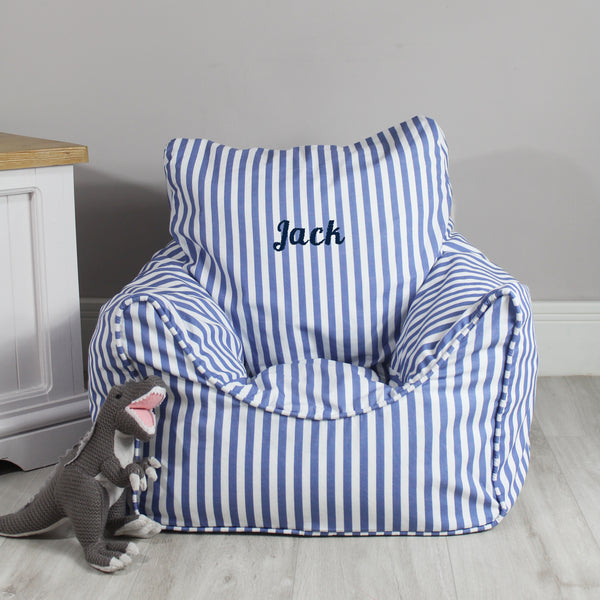Personalised Child Bean Chair - Blue Stripe (4877469188176)