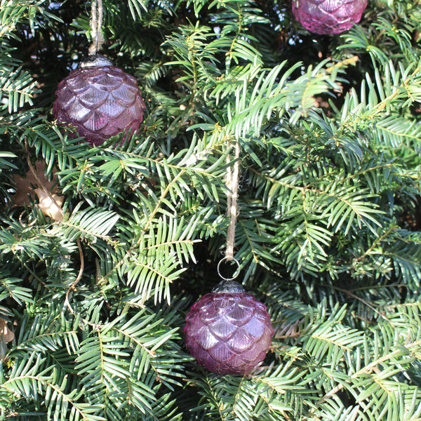 Set of 4 Pink Glass Pine Tree Decoration (6559741673552)