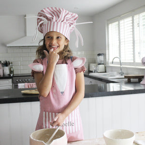 Personalised Pink Deer Child Apron & Hat Set (4878716764240)