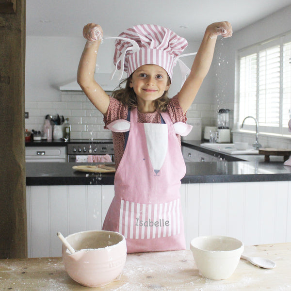 Personalised Pink Deer Child Apron & Hat Set (4878716764240)
