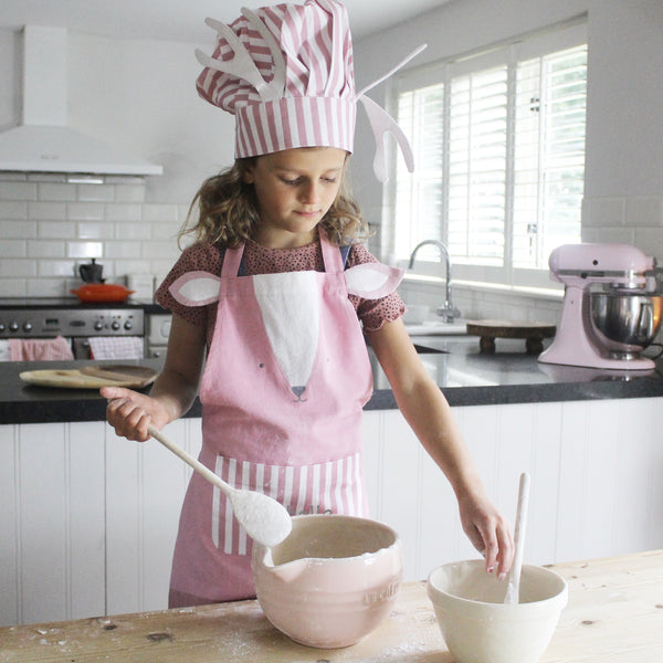 Personalised Pink Deer Child Apron & Hat Set (4878716764240)