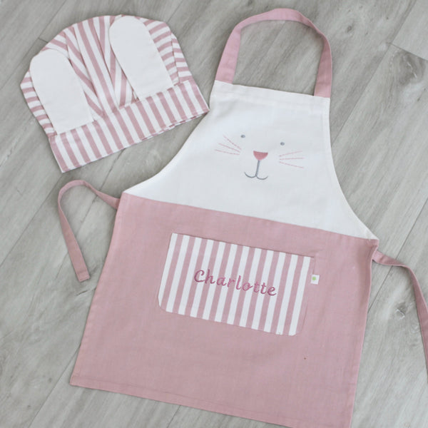 Personalised Child Bunny Apron & Hat Set - Pink (6548312850512)