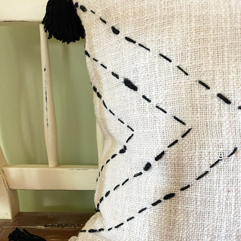 Zig Zag Tassel Lumbar Cushion