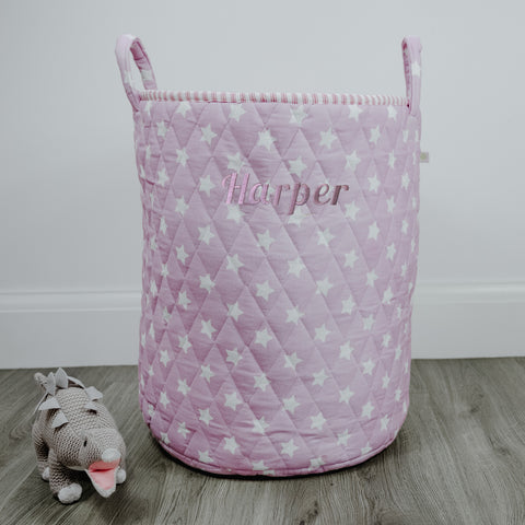 Personalised Quilted Toy Bag - Dusty Pink Star