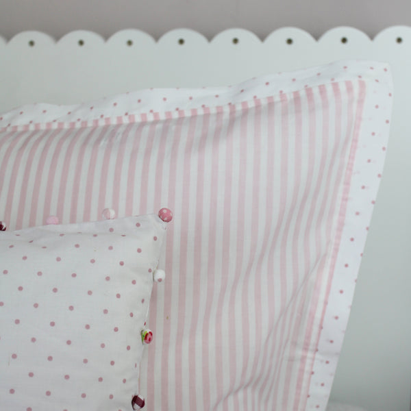 Reversible Floral & Ticking Stripe Duvet Cover & Pillowcase Set - Cot Bed & Single