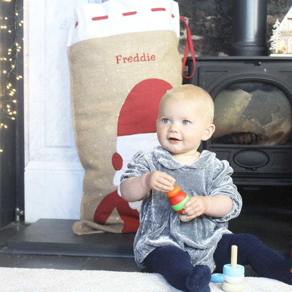 Personalised Father Christmas Hessian Christmas Sack (6609242259536)