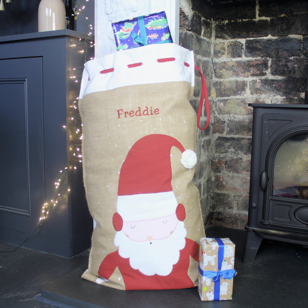 Personalised Father Christmas Hessian Christmas Sack (6609242259536)