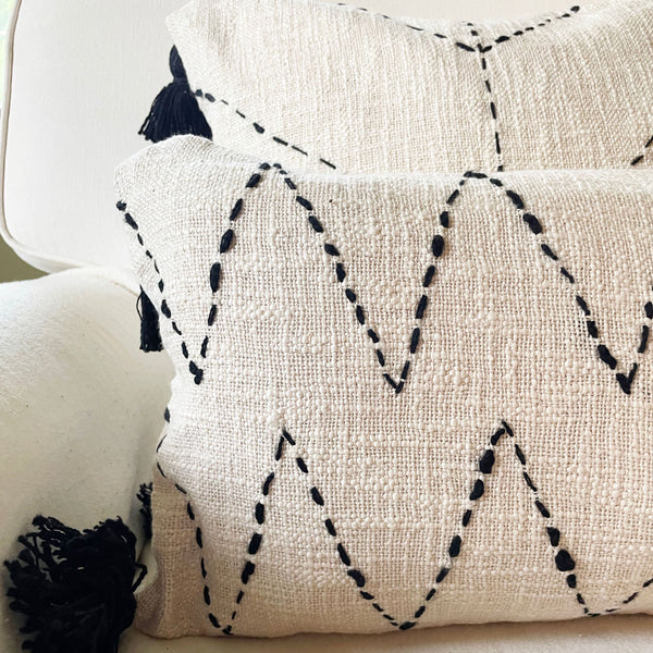 Zig Zag Tassel Lumbar Cushion