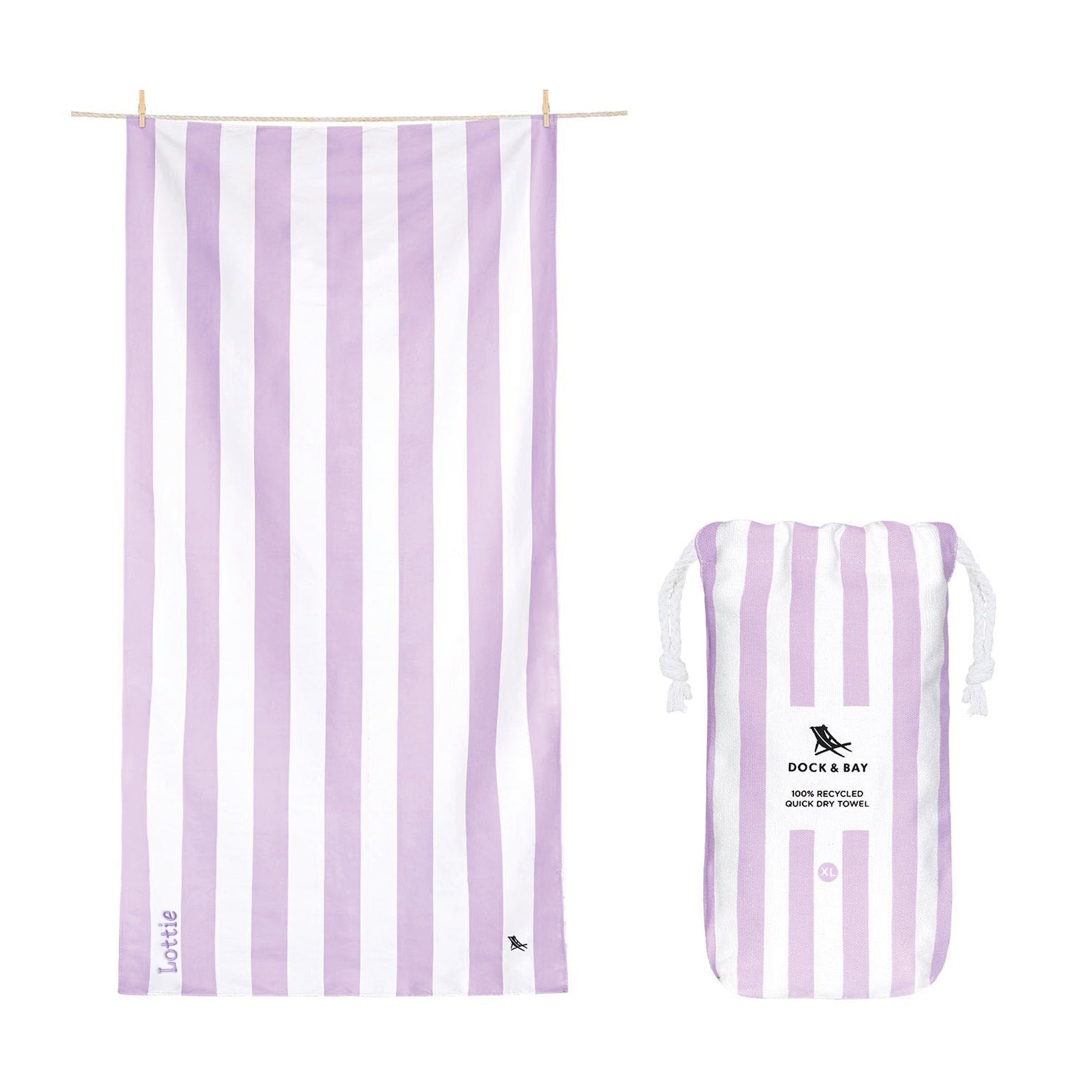 Personalised Micro Fibre Beach Towel - Lilac