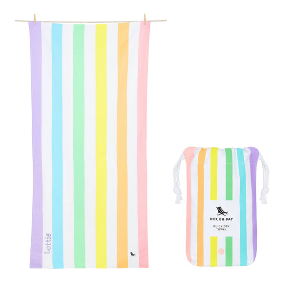 Personalised Micro Fibre Beach Towel - Pastel Stripe (4877609107536)