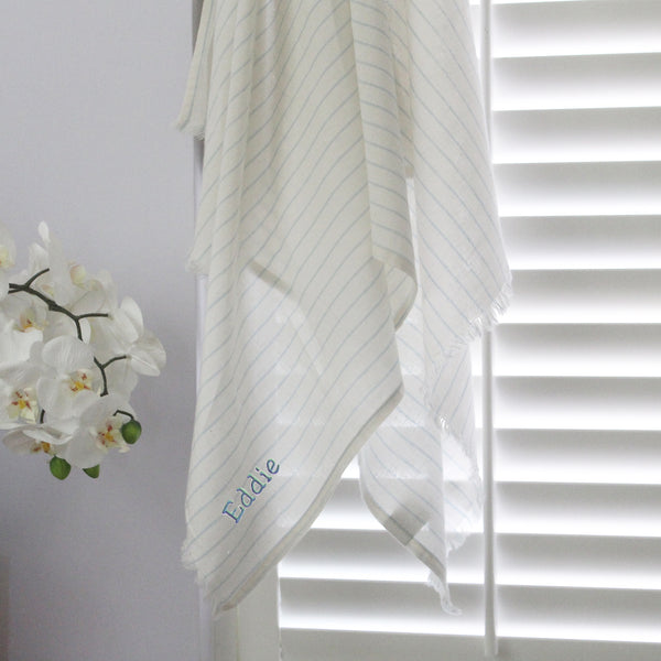 Personalised Mono Stripe Hammam Towel - Mint (6548229816400)
