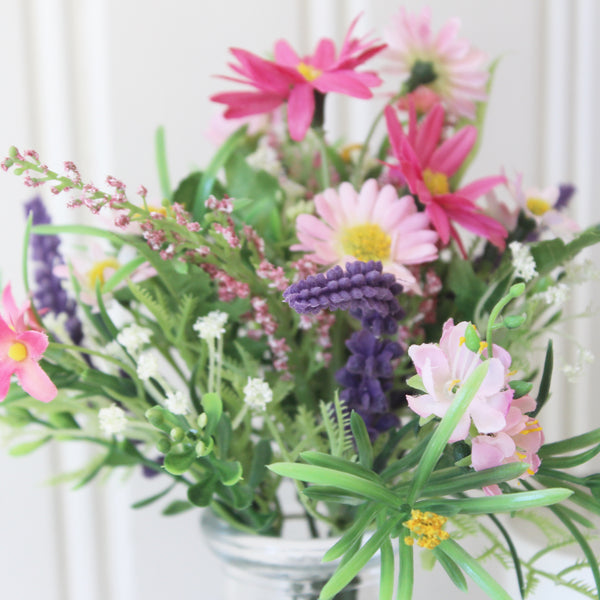 Artificial Pink Wild Flower Arrangement in Vase (6536071348304)