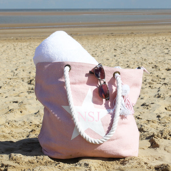 Personalised Star Beach Bag - Pink (4877606715472)