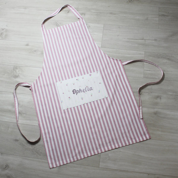 Personalised Pink Stripe Adult Apron (4878633271376)