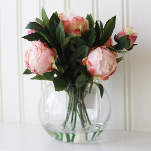 Artificial Pink Peony Flower Arrangement & Vase (4876854952016)