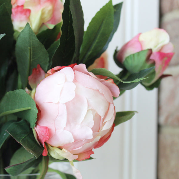 Artificial Pink Peony Flower Arrangement & Vase (4876854952016)