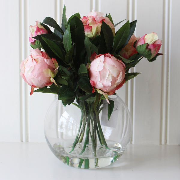 Artificial Pink Peony Flower Arrangement & Vase (4876854952016)