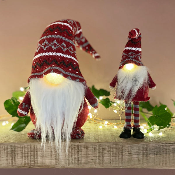 Red LED Tomte Decorations - 2 Designs