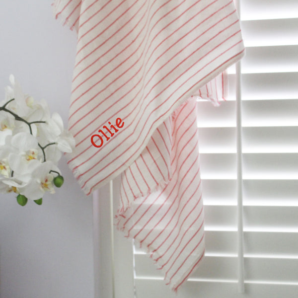 Personalised Mono Stripe Hammam Towel - Pink (6548231684176)
