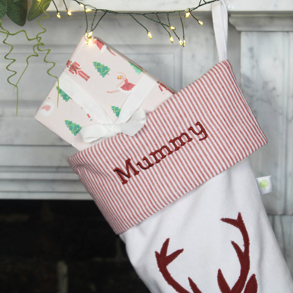 Personalised Red Stag Christmas Stocking (6609326800976)
