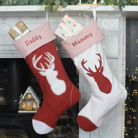 Personalised Red Stag Christmas Stocking (6609326800976)