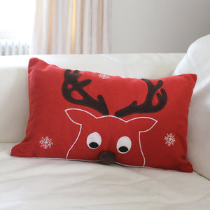 Reindeer Christmas Cushion With Pom Pom Nose (6602171613264)