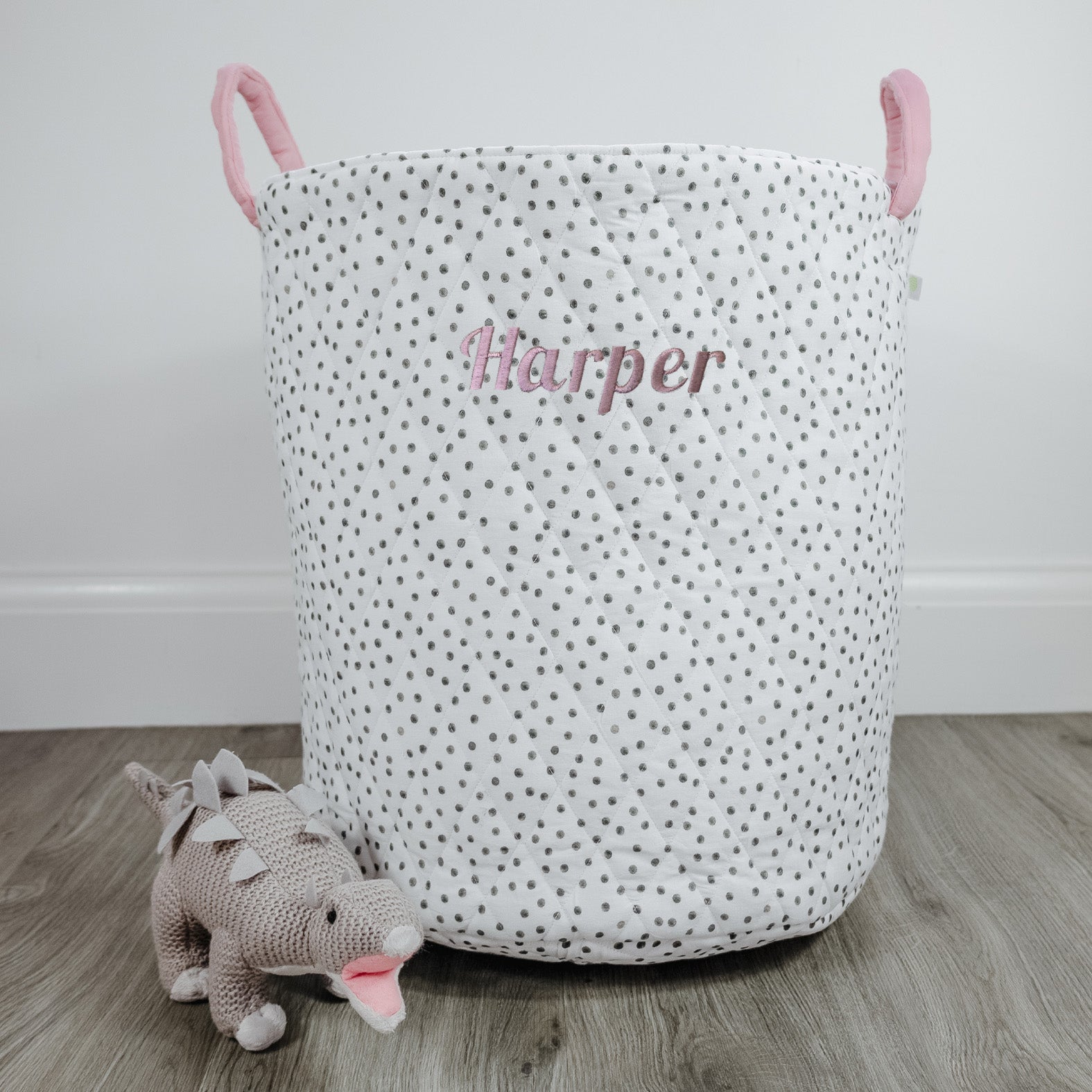 Personalised Quilted Toy Bag - Black Spot