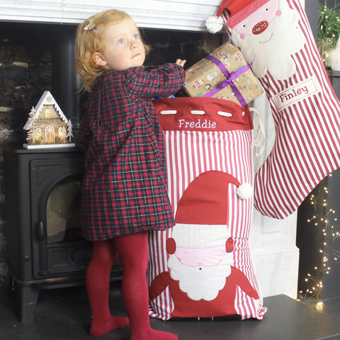 Personalised Red Stripe Father Christmas Sack (6609240850512)