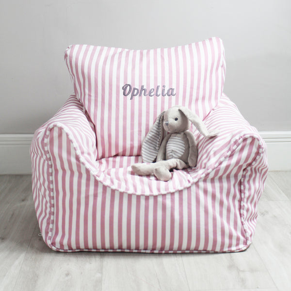 Personalised Child Bean Chair -Pink Stripe (4877469122640)