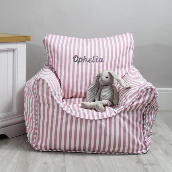 Personalised Child Bean Chair -Pink Stripe (4877469122640)
