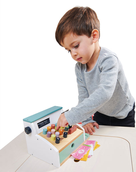 Wooden Toy Till with Scanner