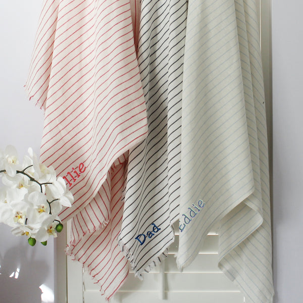 Personalised Mono Stripe Hammam Towel - Pink (6548231684176)