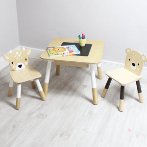 Child Wooden Table & Chair Set - Deer & Bear (4877471449168)