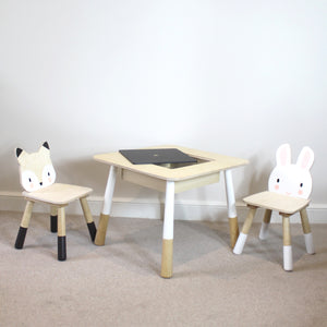 Child Wooden Table & Chair Set - Fox & Bunny (4877471383632)