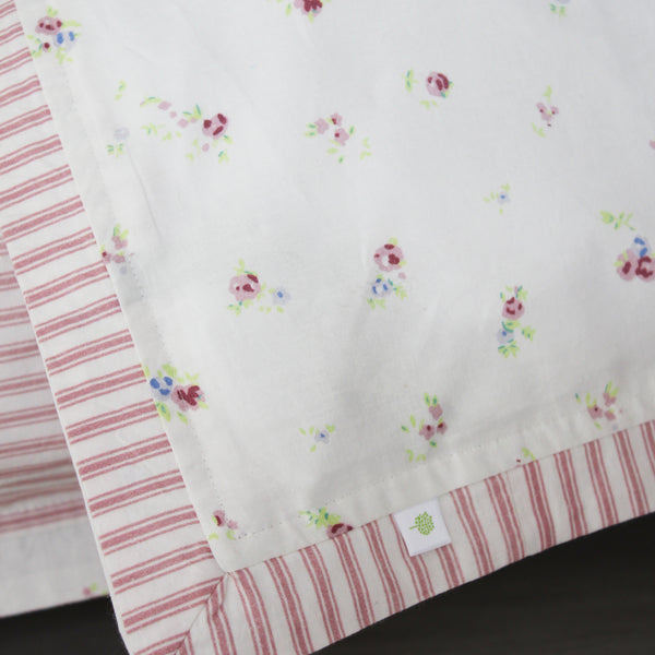 Reversible Floral & Ticking Stripe Duvet Cover & Pillowcase Set - Cot Bed & Single (6548316094544)