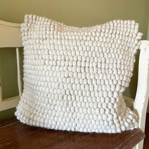 Wool Pom Pom Square Cushion