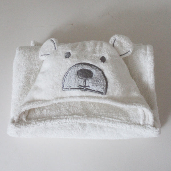 Personalised Cream Bear Hooded Baby Bath Towel (6568696348752)