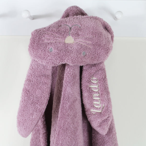 Personalised Pink Bunny Hooded Baby Bath Towel (6568696283216)