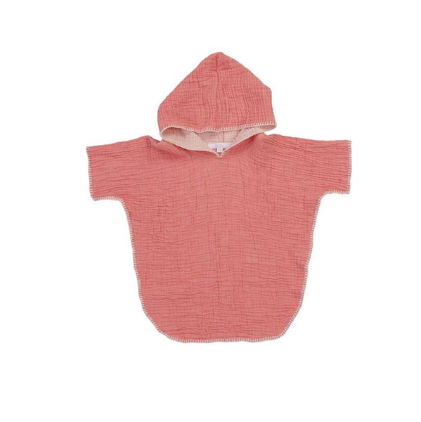 Personalised Child Hooded Cacoon Beach Poncho - Coral (4877612875856)