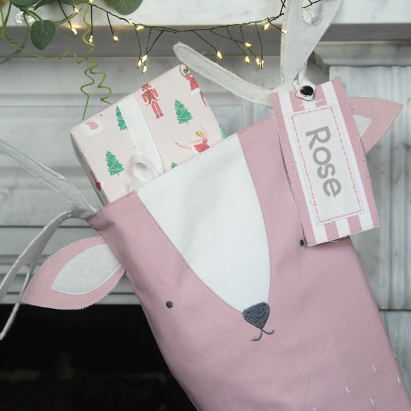 Personalised Animal Character Christmas Stocking - Deer (6559685017680)