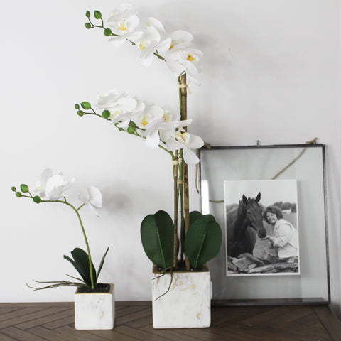 Marble Potted Artificial Orchid - 2 Sizes (6575118745680)